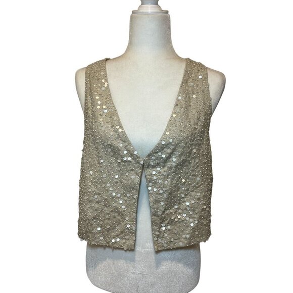 Eileen Fisher MATKA Sequin Encrusted Silk Vest Women Size Small - Picture 1 of 8